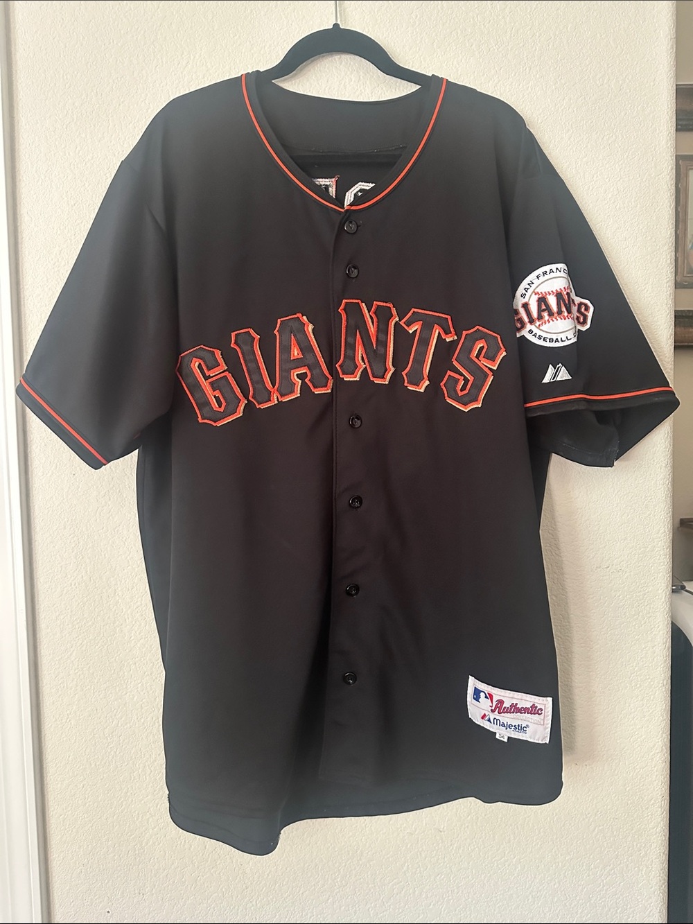 Majestic Authentic SF Giants Black Jersey with Orange Trim Lincecum #55 size 54